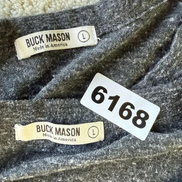 Buck Mason Men's Crewneck T-Shirt Lot of 2 Heather Charcoal Grey Size L USA - Picture 7 of 8